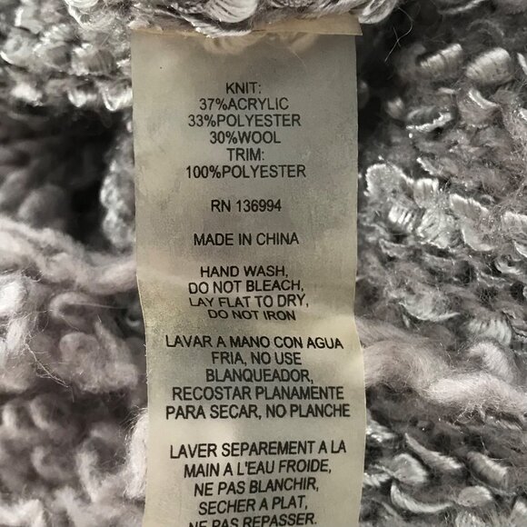 Vintage Gray Wool Cottagecore Shabby Chic Whimsigoth Knit Sweater Cardigan / M - Picture 8 of 8